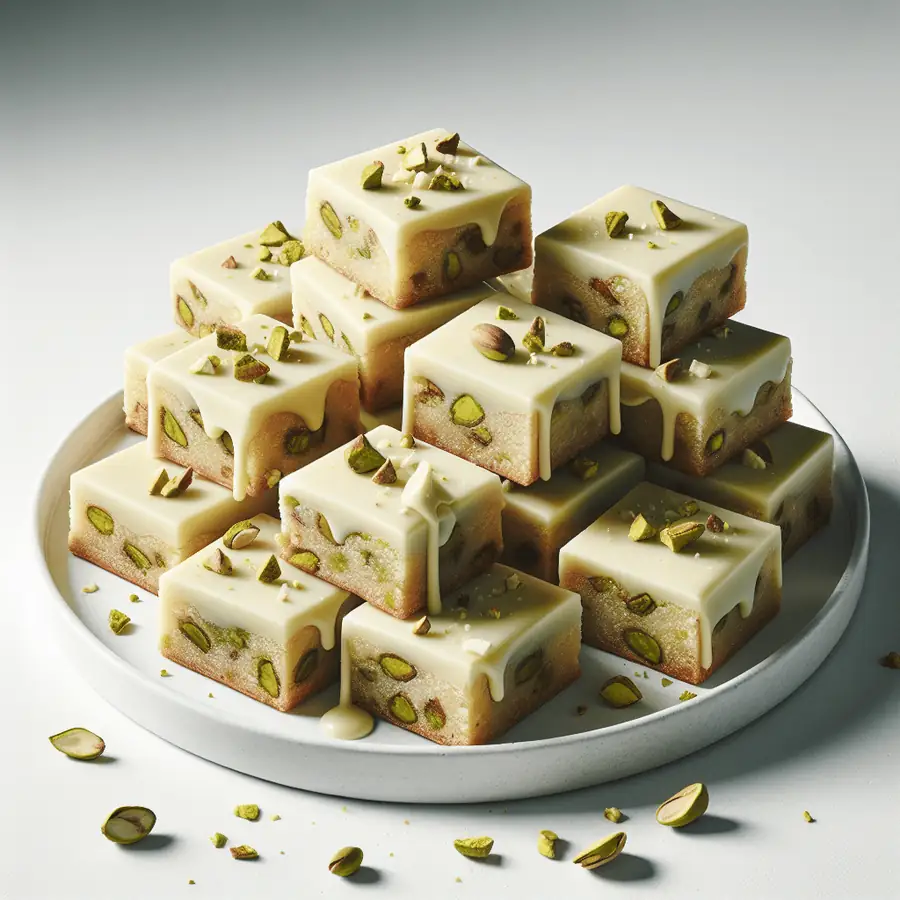 Brownies de cheque blanco y pistachos