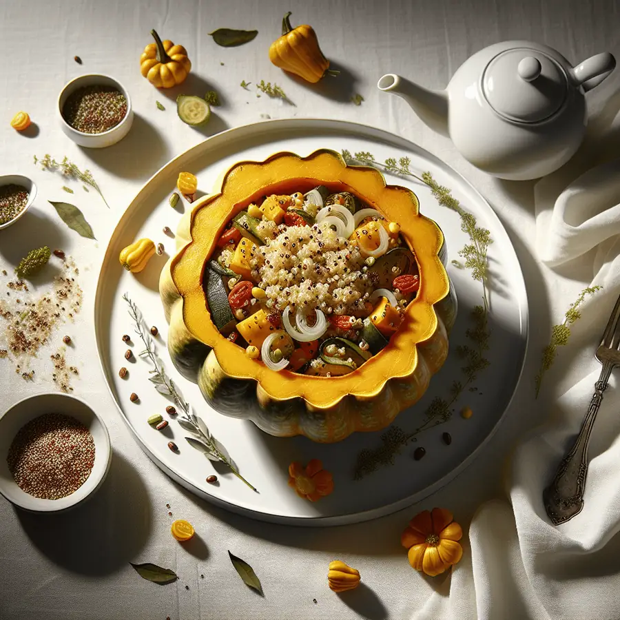 Calabaza rellena de quinoa y verduras