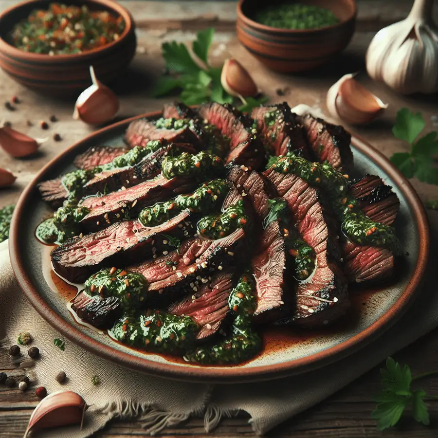 Carne asada con chimichurri