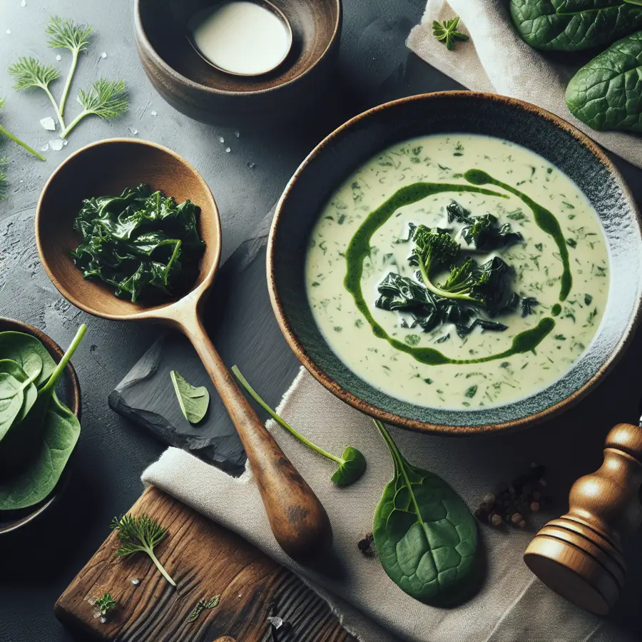 Crema de espinacas y kale