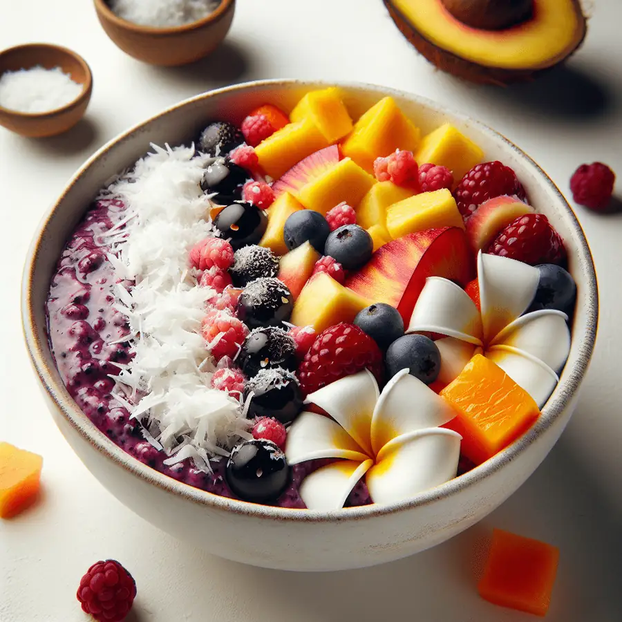 Cuenco de Açaí con Frutas Tropicales y Coco Rallado