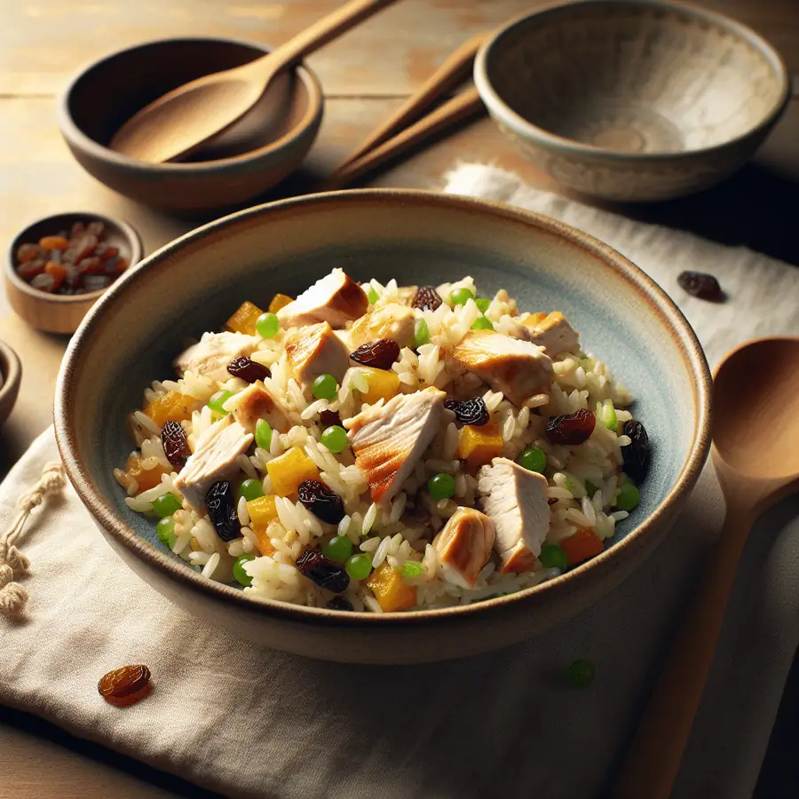 Ensalada de Arroz con Pollo y Pasas