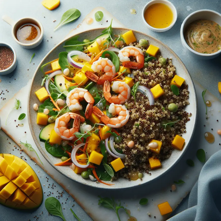 Ensalada de Quinoa con Camarones y Mango