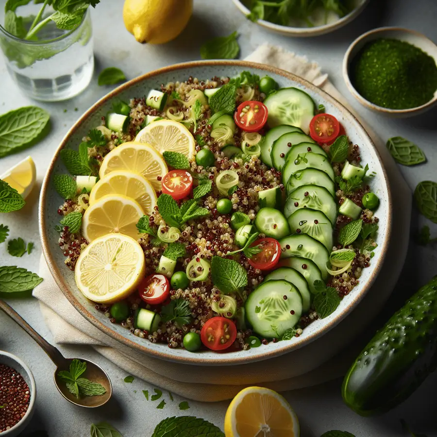 Ensalada de Quinoa con Limón, Pepino y Hierbas Frescas
