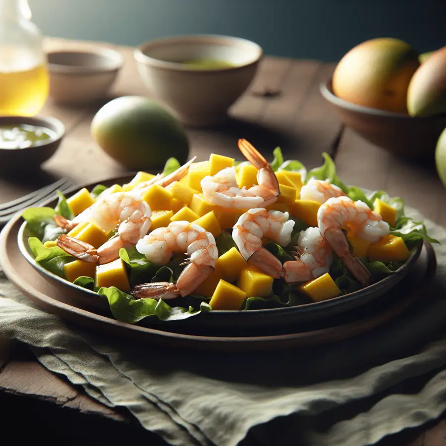 Ensalada de camarones y mango