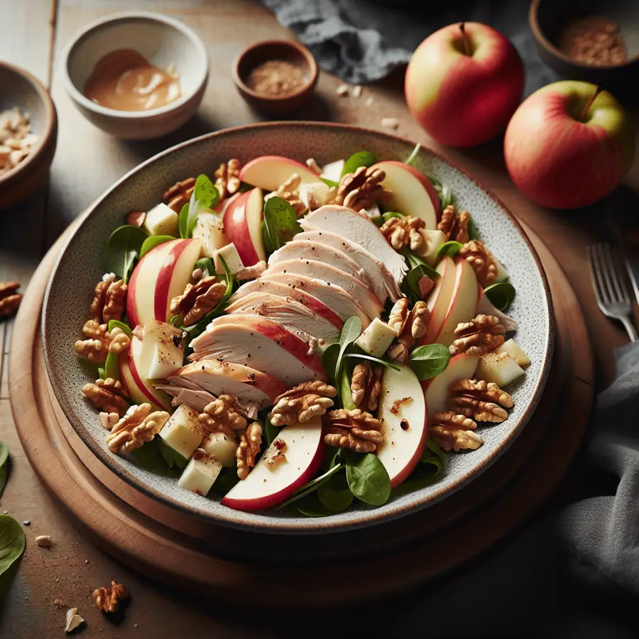 Ensalada de pavo, manzana y nueces