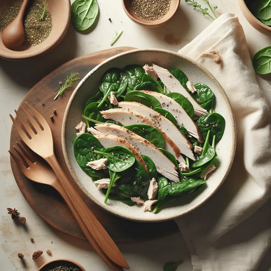 Ensalada de pavo y espinacas