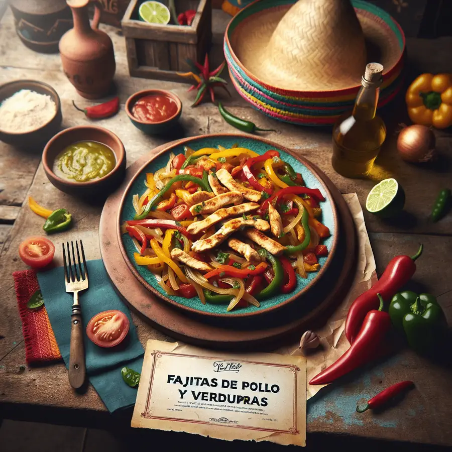 Fajitas de pollo y verduras