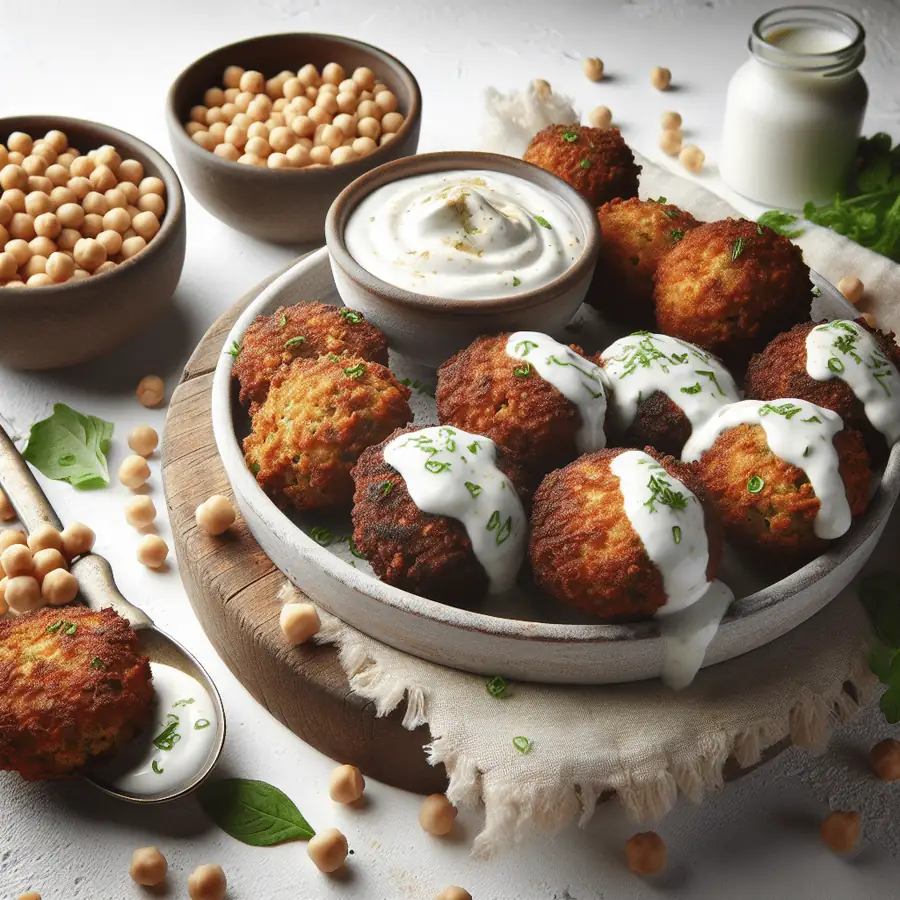 Falafel casero con salsa de yogur