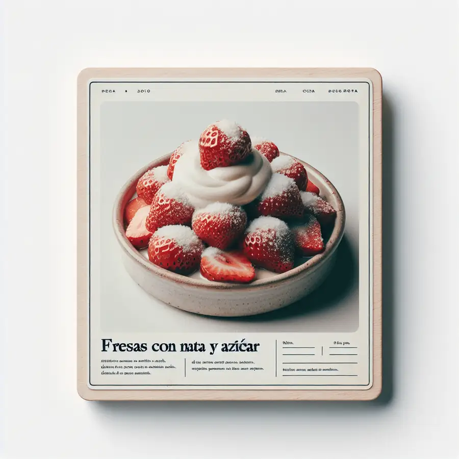 Fresas con nata y azúcar