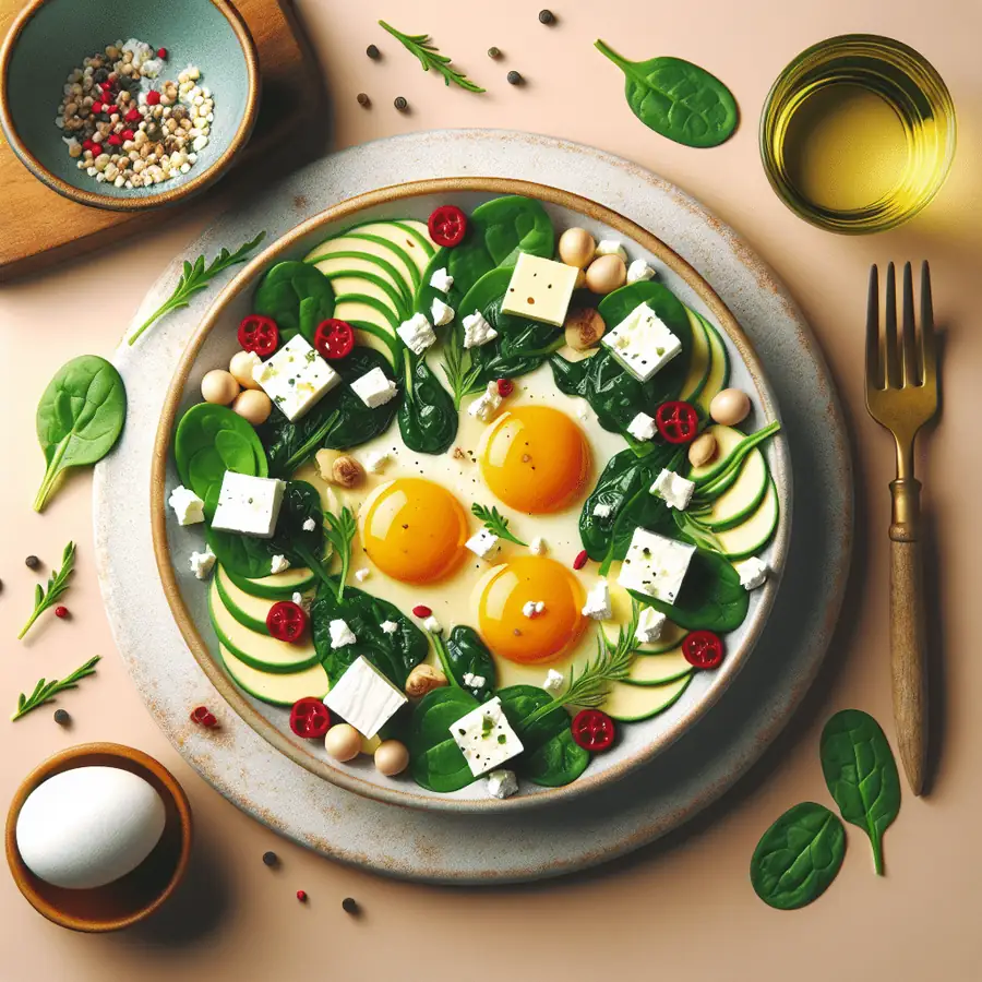 Huevos Revueltos con Espinacas y Queso Feta