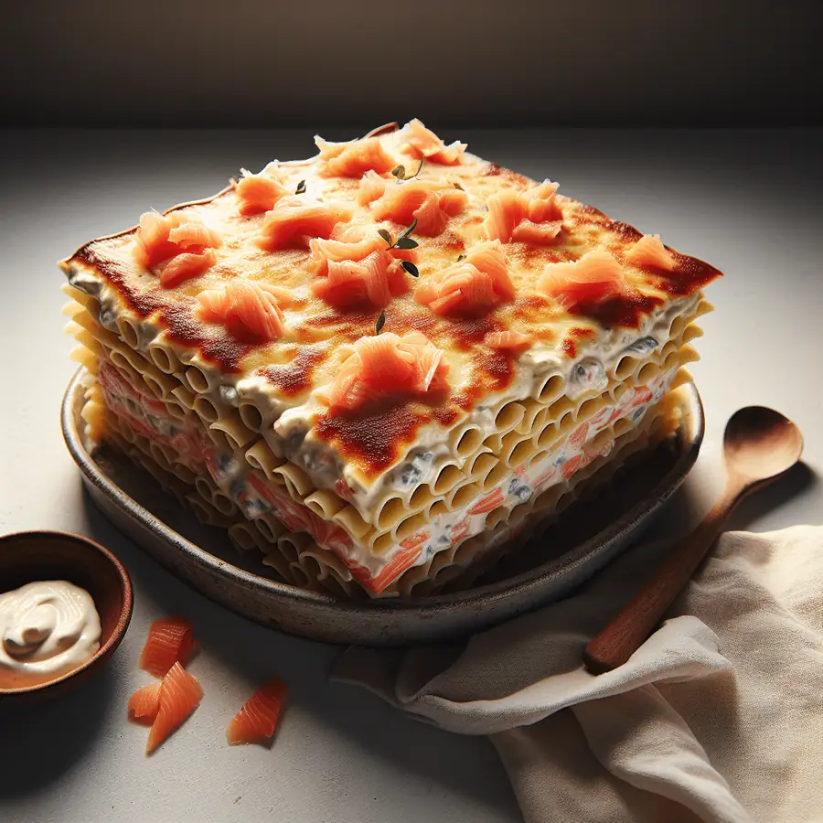 Lasaña de Salmon con Salsa Bechamel