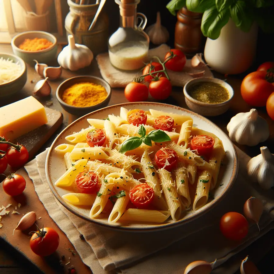 Pasta Penne al Horno con Tres Quesos