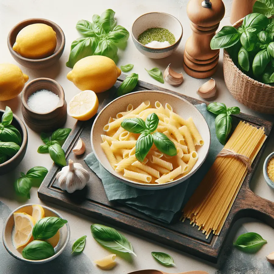 Pasta al limón con albahaca