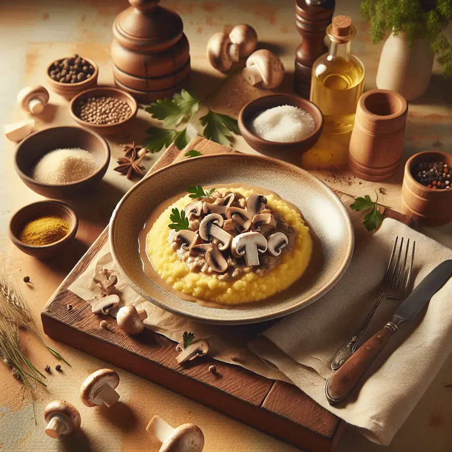 Polenta con salsa de setas