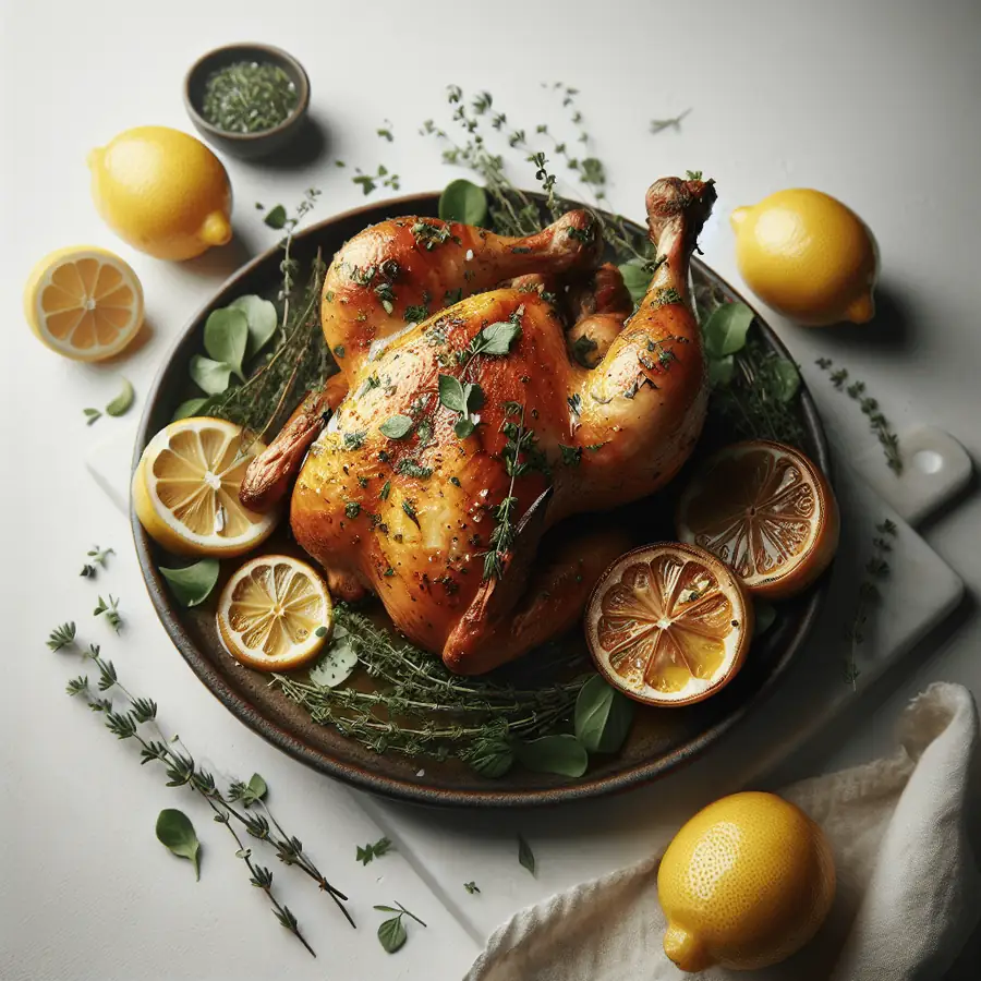 Pollo Rostizado con Hierbas y Limón