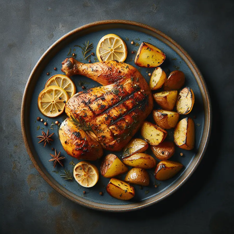 Pollo a la plancha con patatas al horno
