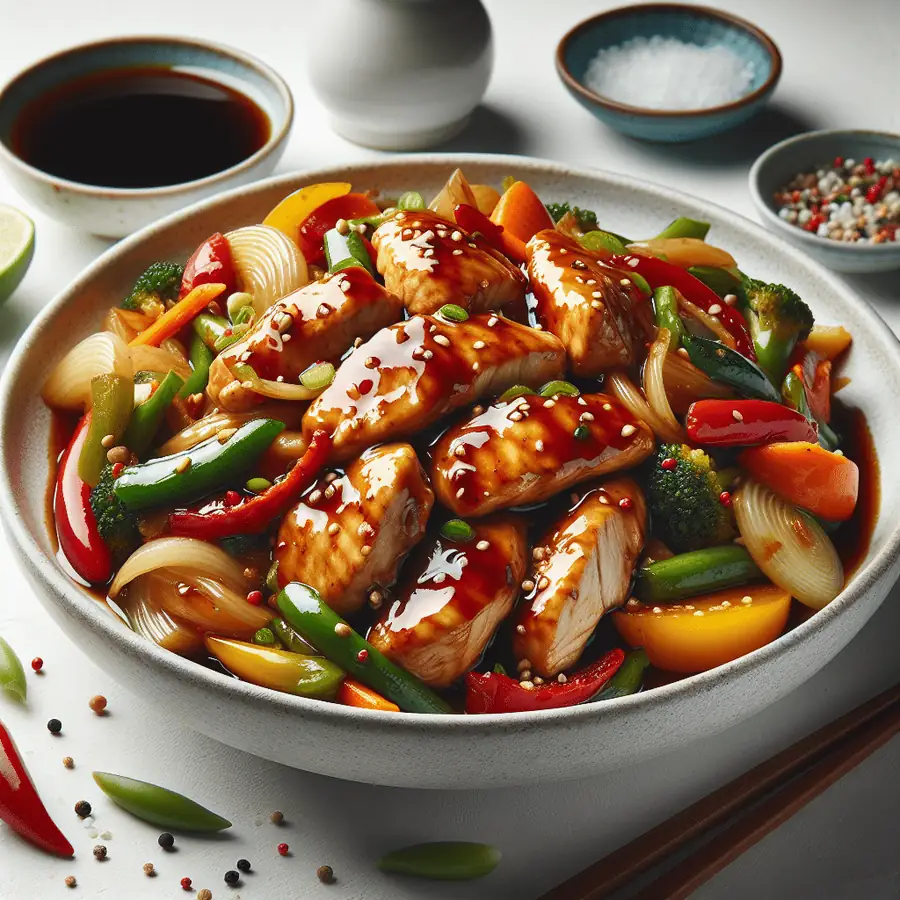 Pollo teriyaki con verduras