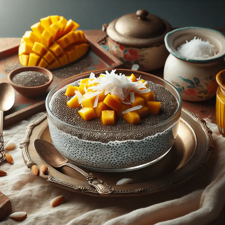 Pudín de Chía con Mango y Coco