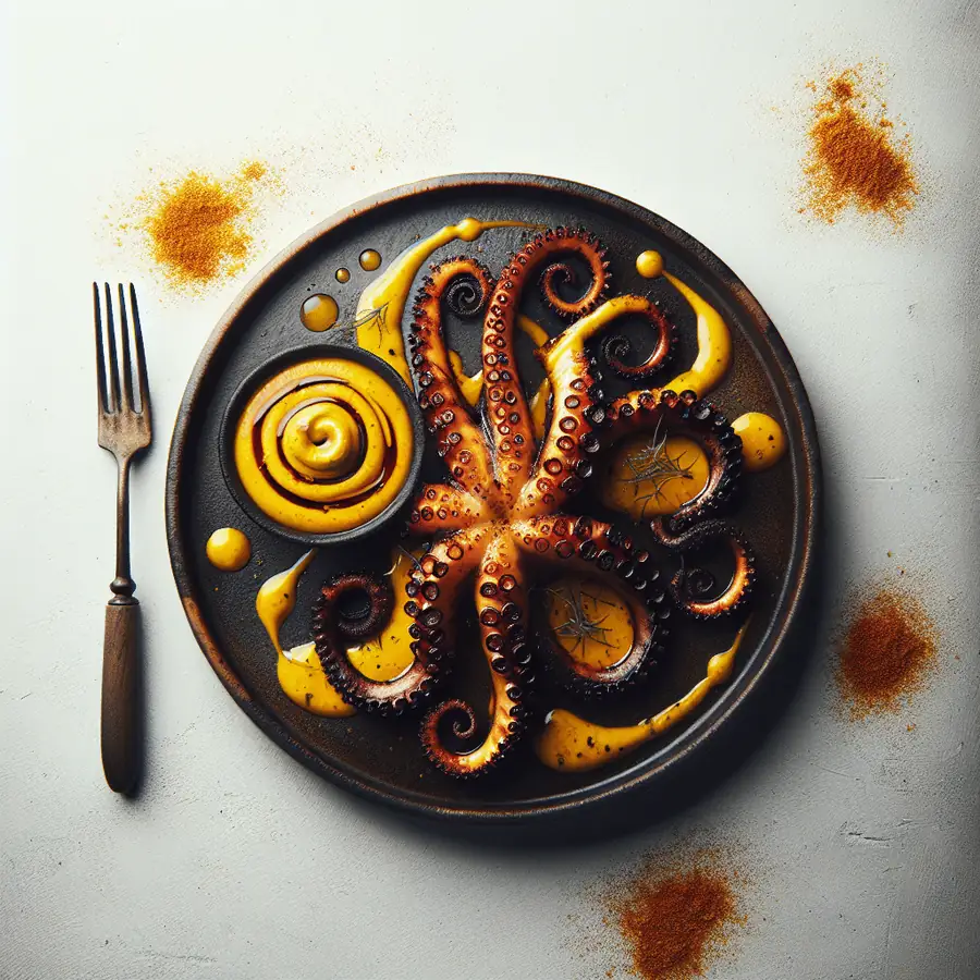 Pulpo a la Parrilla con Alioli de Azafrán