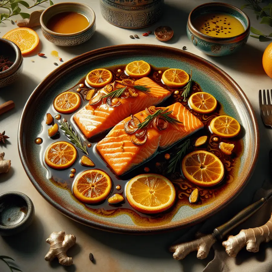 Salmón en Salsa de Naranja y Jengibre