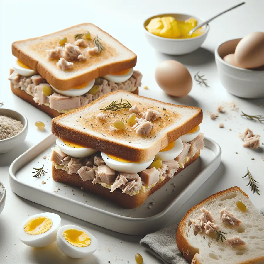 Sandwich de huevo y atún