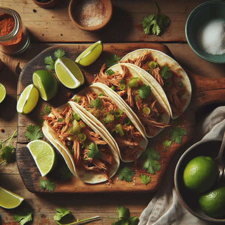 Tacos de cerdo deshebrado