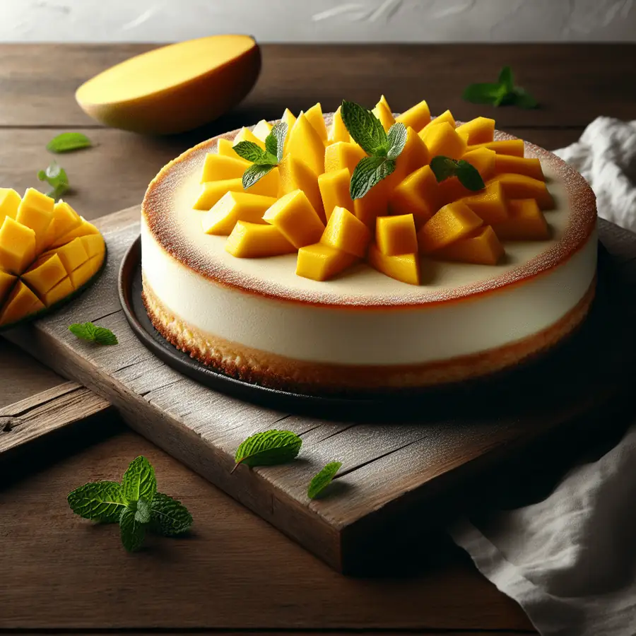 Tarta de queso y mango