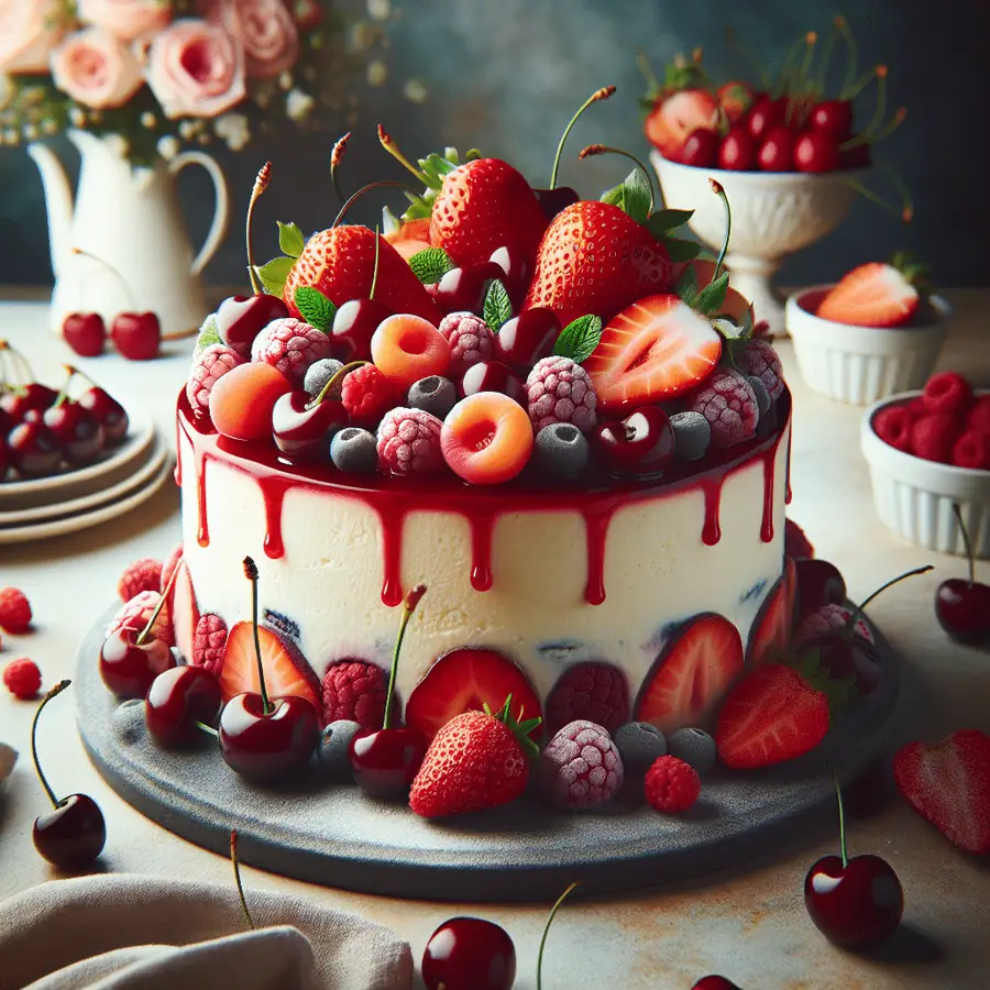 Torta de queso con frutas rojas
