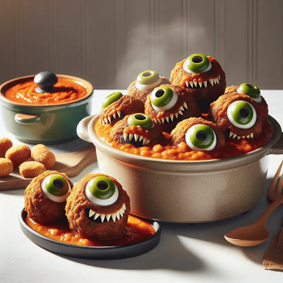 Albóndigas al Estilo Ojo de Monstruo en Salsa de Tomate
