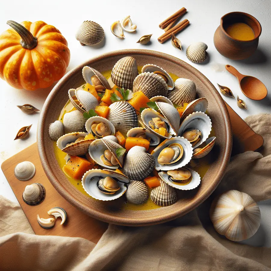 Almejas al Vapor en Salsa de Vino Blanco con Calabaza