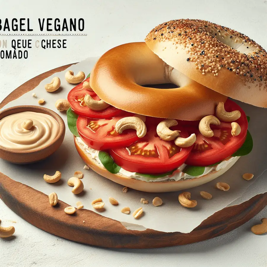 Bagel Vegano con Queso de Anacardo y Tomate