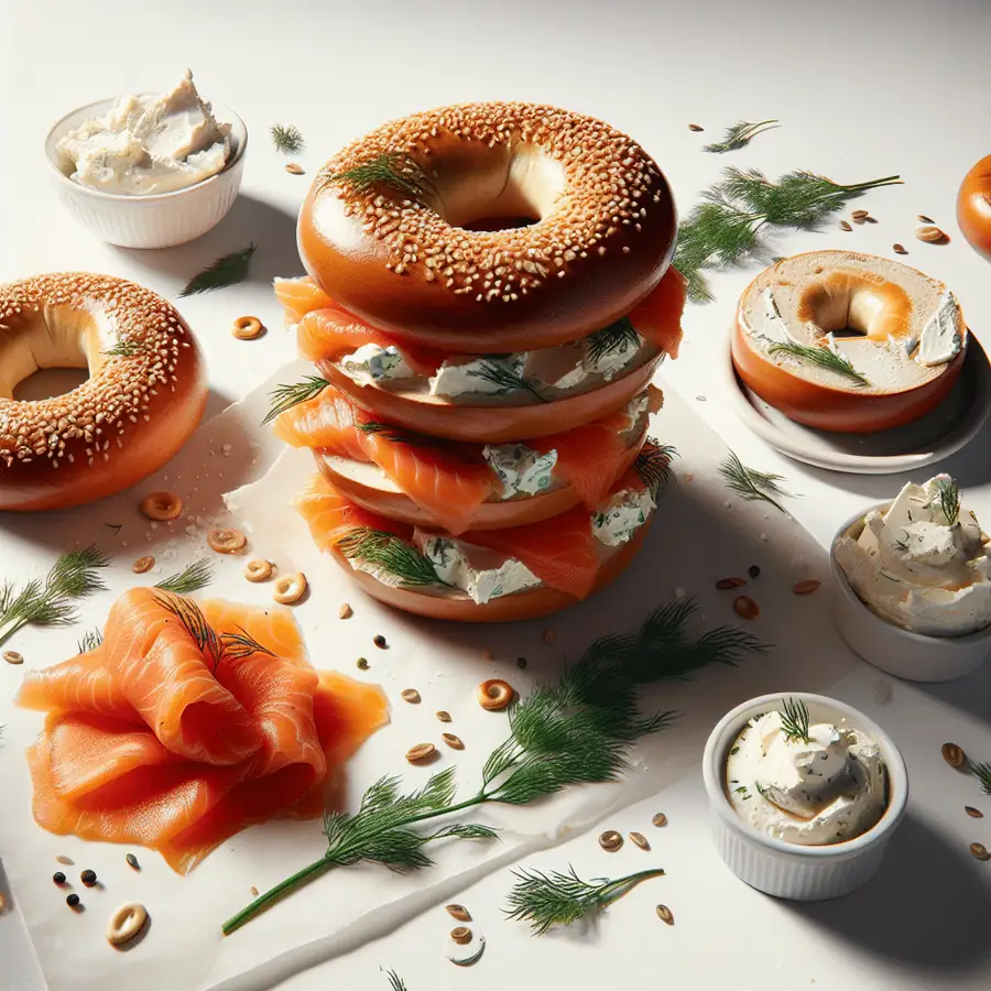 Bagels de Salmón, Crema de Queso y Eneldo