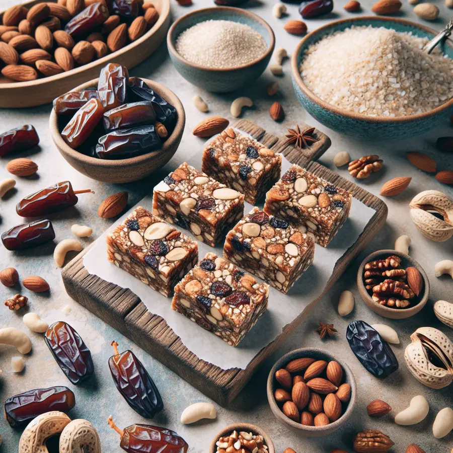Barritas energéticas de dátiles y frutos secos