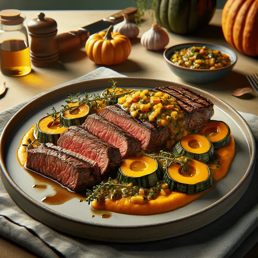 Bistec de Flanco con Chimichurri de Calabaza