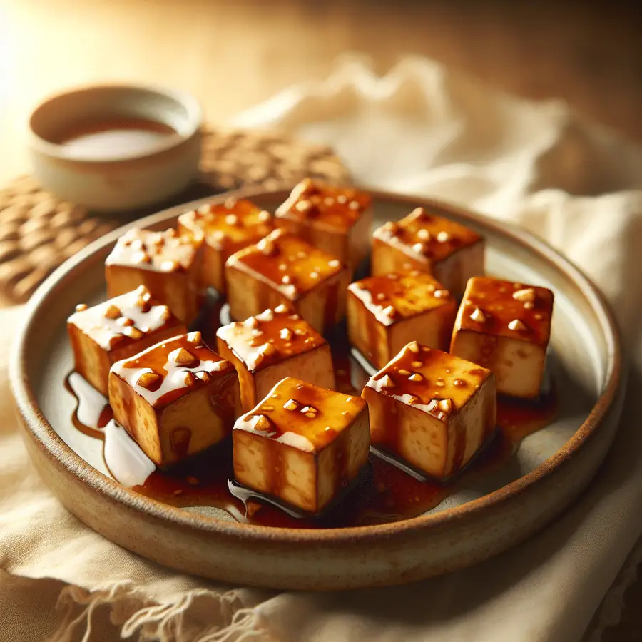 Bocaditos de Tofu al Horno con Salsa de Soja y Jengibre