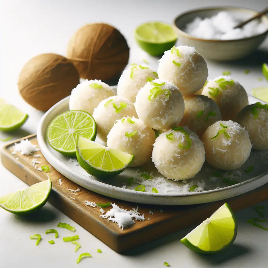 Bolas de energía de coco y lima