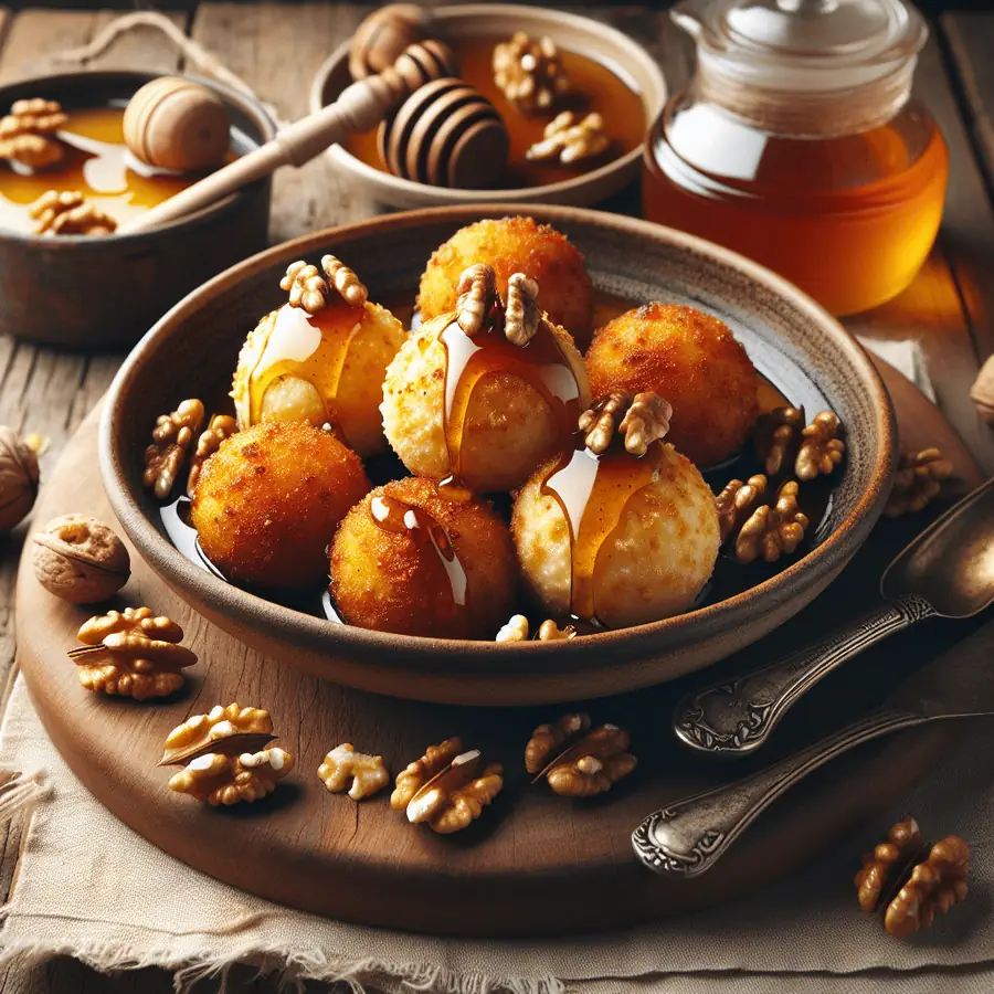 Bolitas de Queso con Nuez y Miel