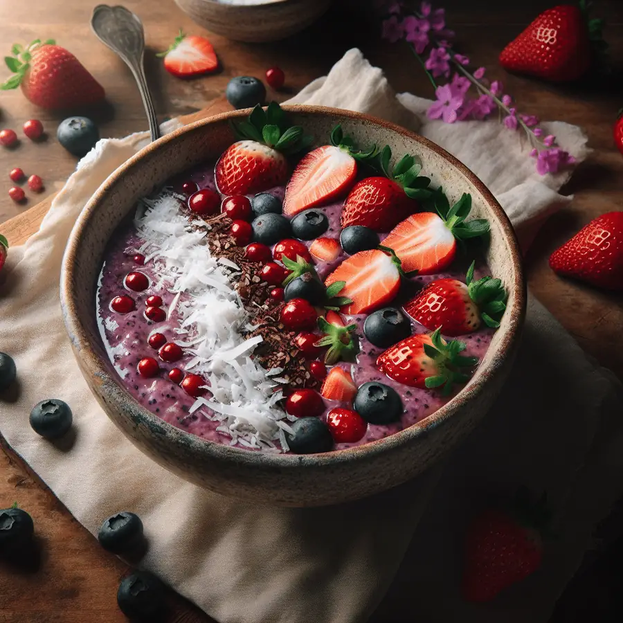 Bowl de Açaí con Fresas y Copos de Coco