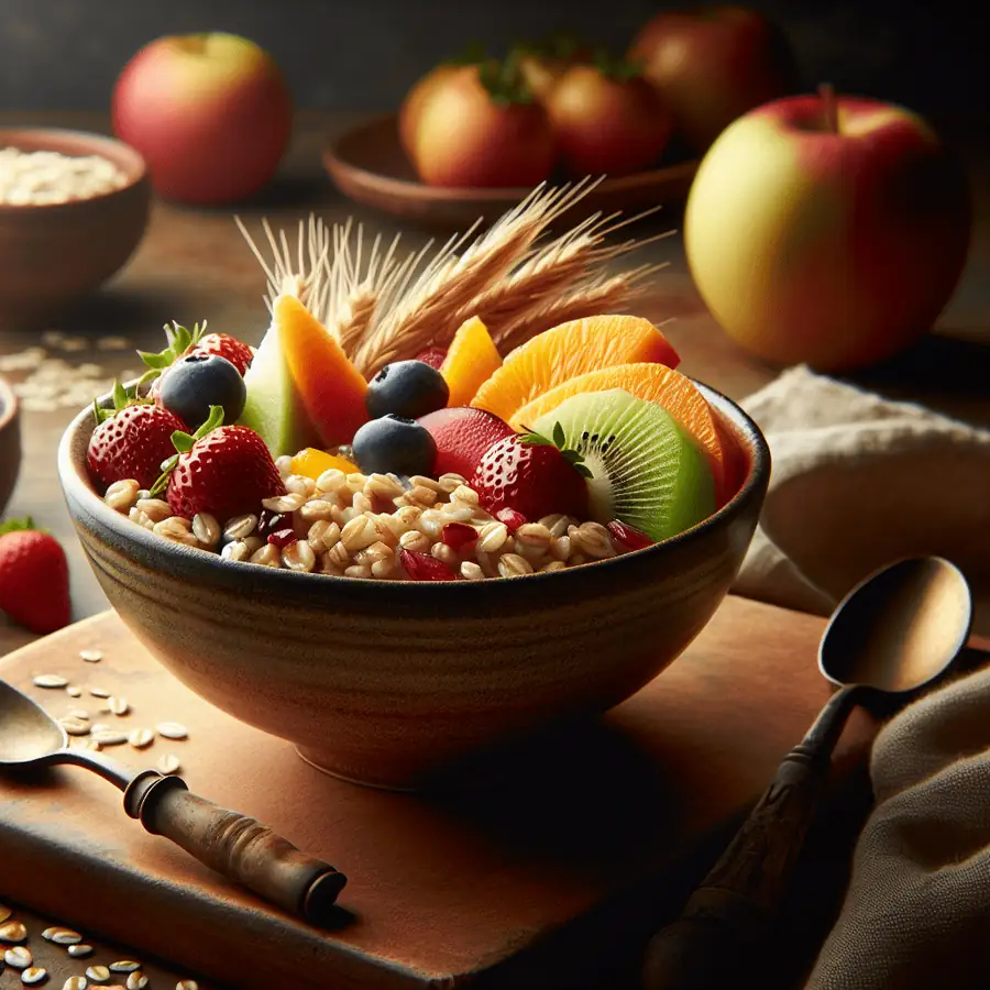 Bowl de desayuno de cebada y frutas