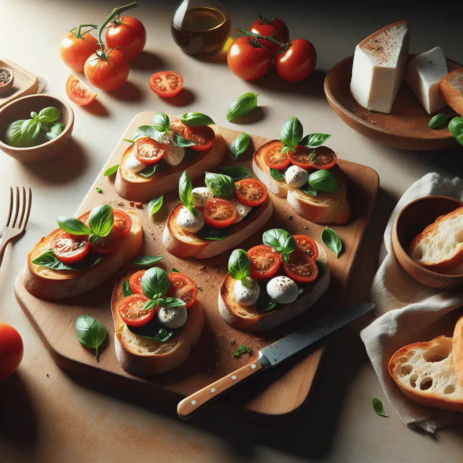 Bruschettas de Tomate, Albahaca y Mozzarella