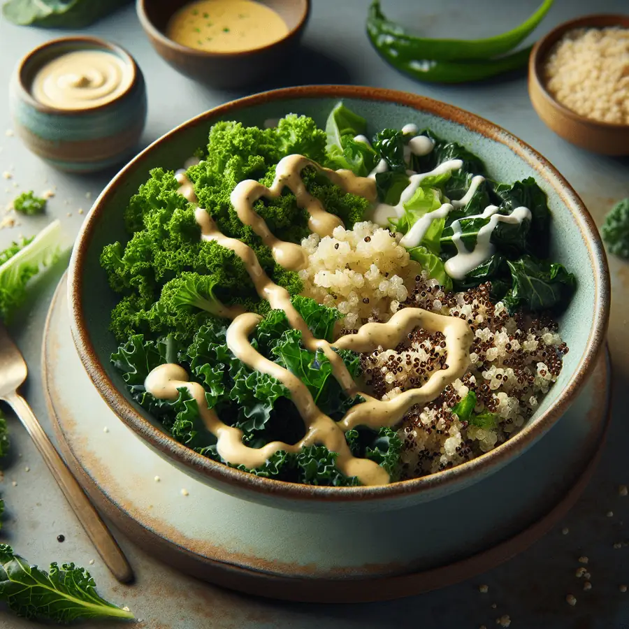 Buddha Bowl de Kale, Quinoa y Aderezo Tahini