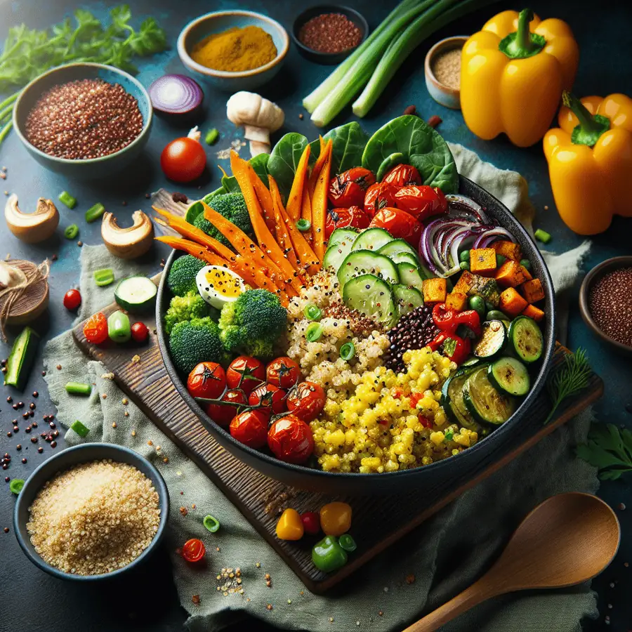 Buddha bowl de quinoa y vegetales asados