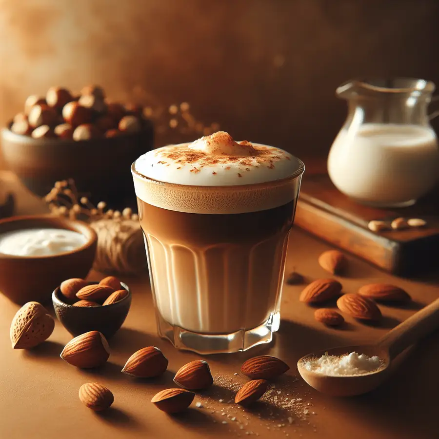 Café de Avellana con Leche de Almendras Espumada