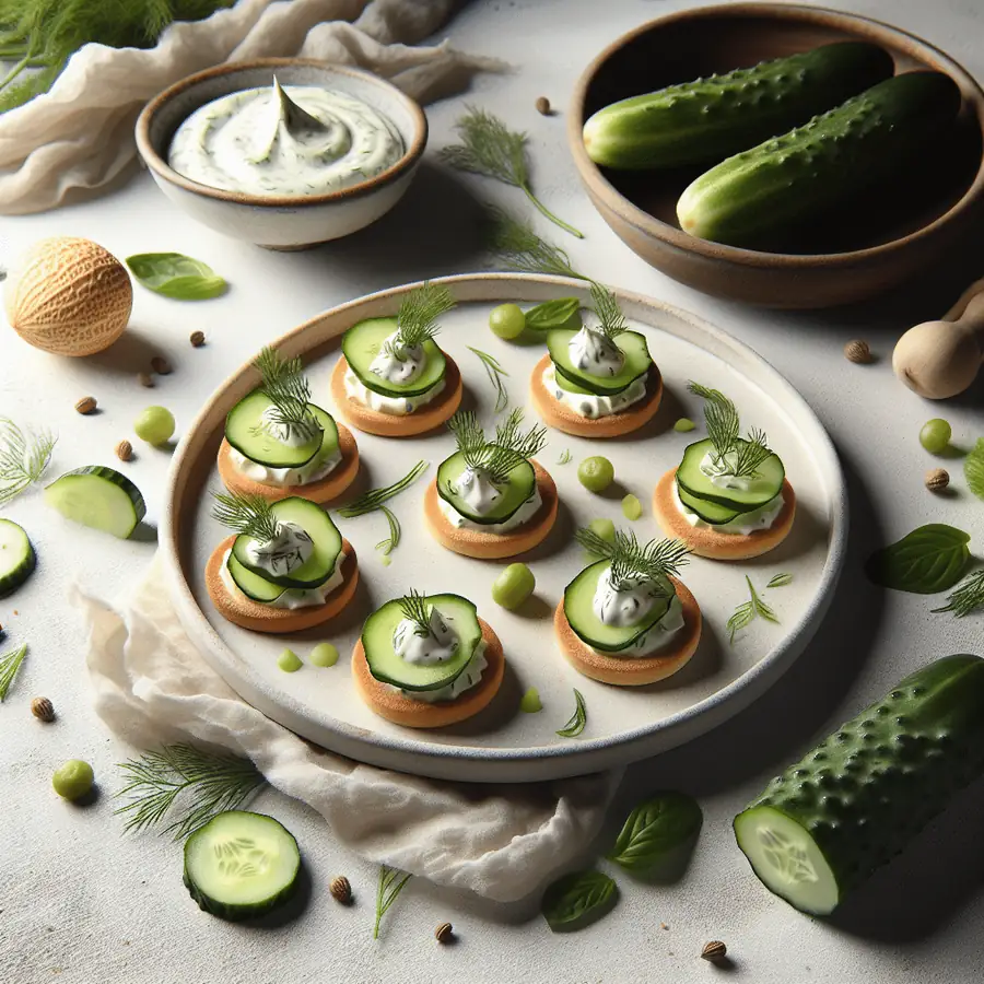 Canapés de Pepino con Crema de Eneldo
