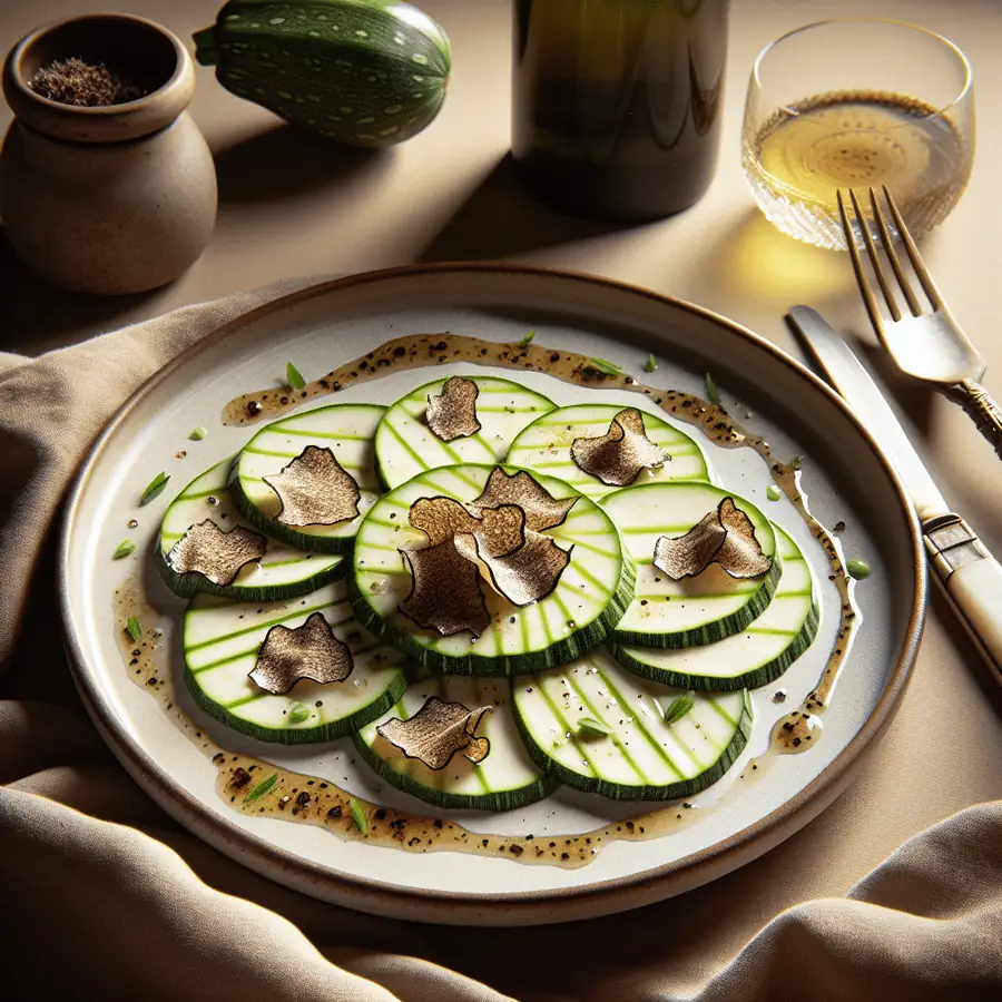 Carpaccio de calabacín con vinagreta de trufa