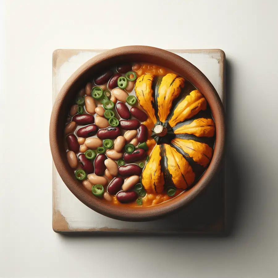 Cazuela de frijoles y calabaza