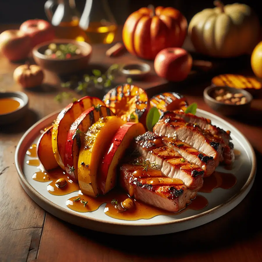 Cerdo a la Parrilla con Glaseado de Manzana y Calabaza