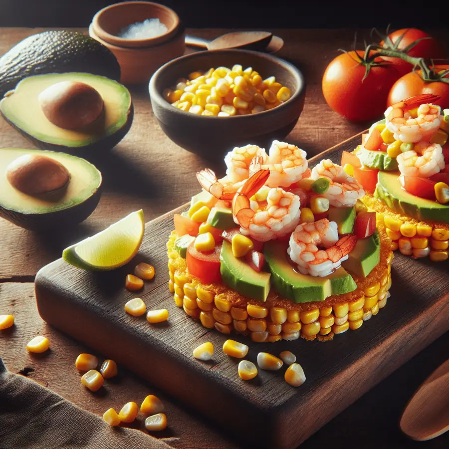 Ceviche de Camarones con Tostadas de Maíz