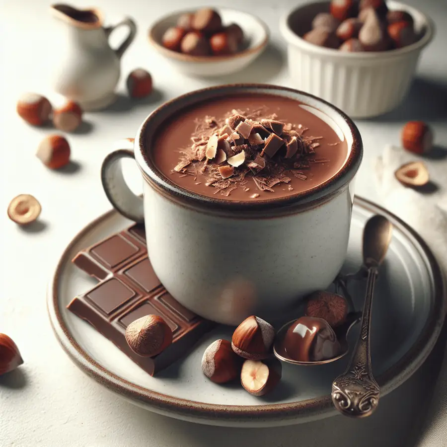 Chocolate a la taza con leche de avellanas